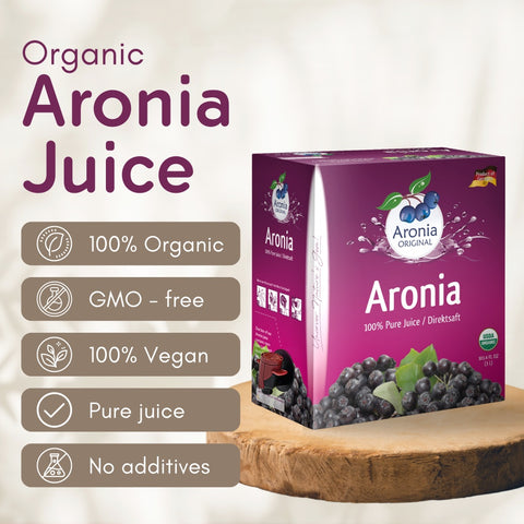 Organic Aronia Berry Juice 3 Liter (101.4 fl oz) Box | Not from Concentrate
