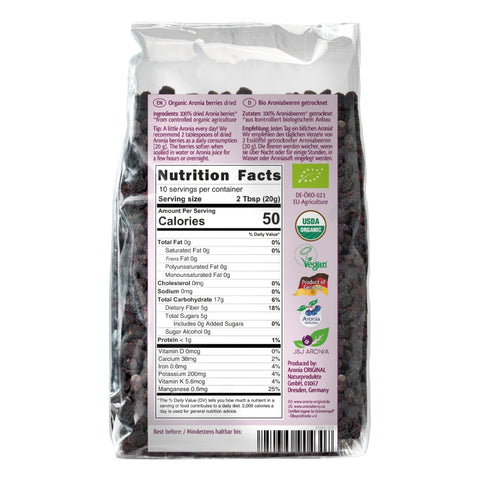 Organic Aronia Berries Dried 200 g (7.1 oz)