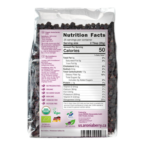 Organic Aronia Berries Dried 500 g (17.6 oz)