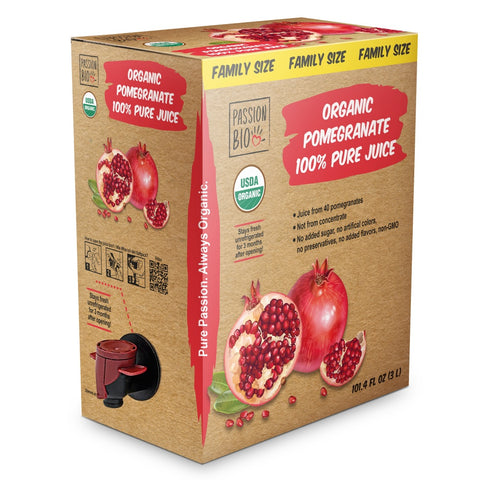 Organic Pomegranate Juice Box 101.4 Fl Oz (3 Liter) | 100% Pure