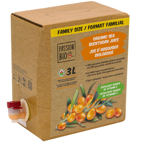 Organic Sea Buckthorn Juice 3L Bag-in-Box - front view