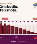 Illustration: one 700 ml bottle of Shoti Power Shot holds ten 70 ml shots