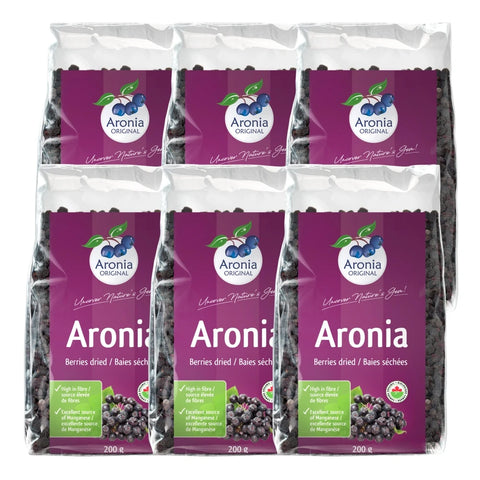 Organic Dried Aronia Berries 200 g, pack of 6 pouches – Canada packaging
