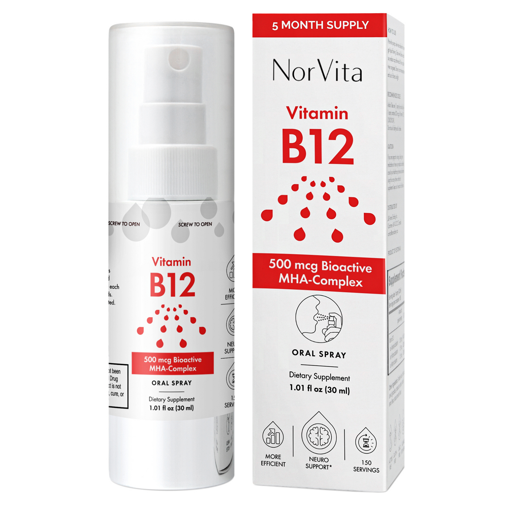Vitamin B12 Spray 500 mcg | Triple MHA Complex, Sublingual