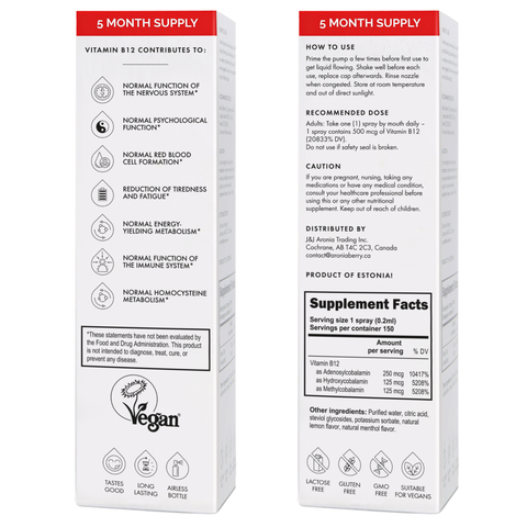 Vitamin B12 Spray 500 mcg (150 Servings)