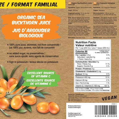 Organic Sea Buckthorn Juice Box 3 Litre (101.4 Fl Oz) — 100% Pure