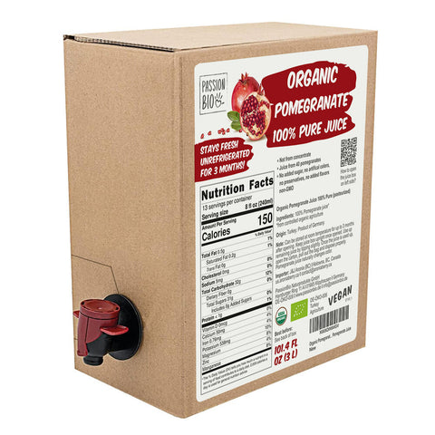 PassionBio pomegranate juice pure 3 liter juice box